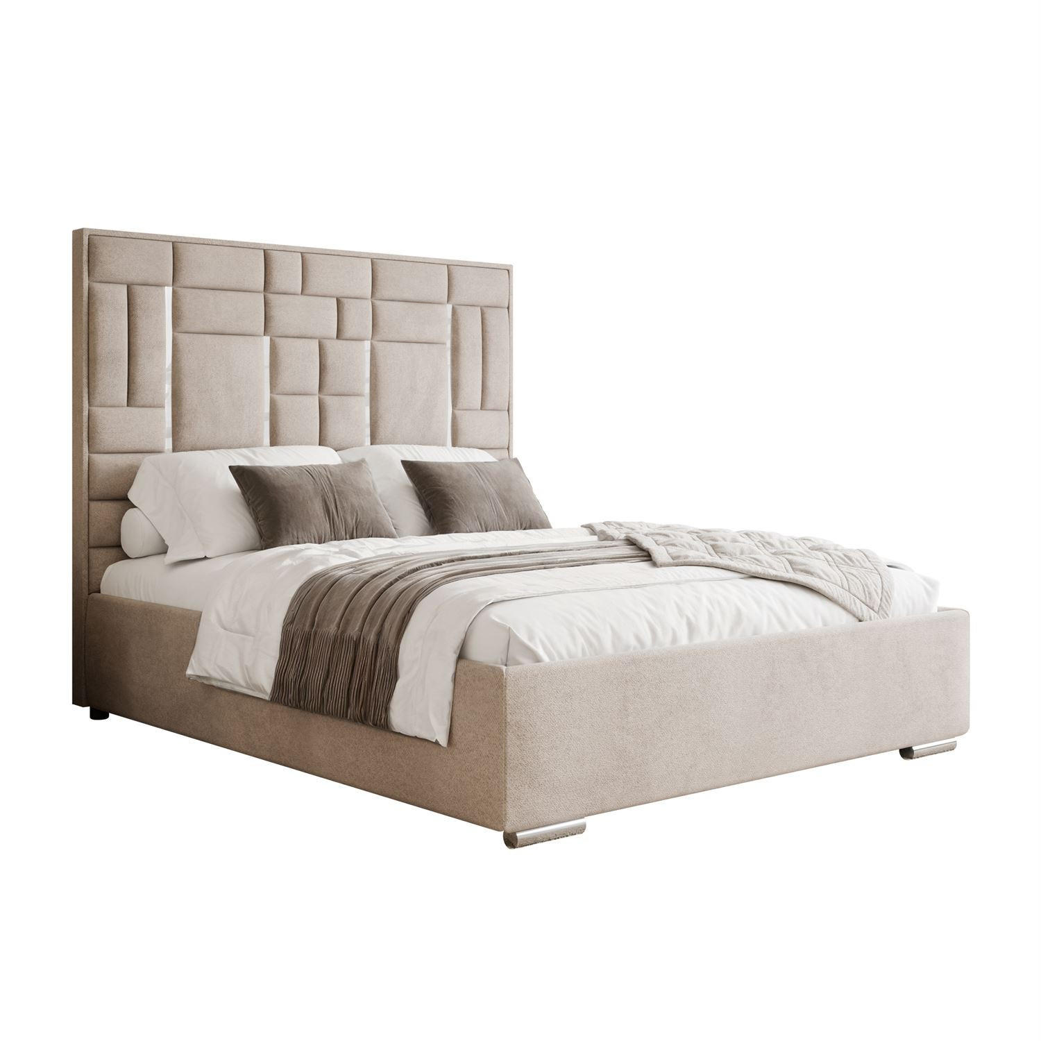 POLSTERBETT BRIGITTE SILVER mit Bettkasten 180x200 cm Element 17 - Beige, Textil (180/200cm) - Lookway