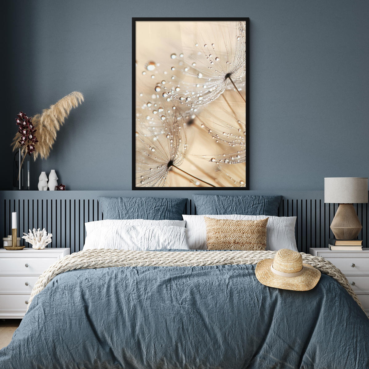 GERAHMTES BILD Löwenzahn - Abstrakt - Natur - Beige 80x120 cm - Braun, Papier (80/120cm) - MuchoWow