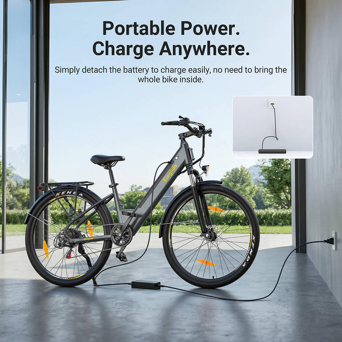 E-BIKE Eleglide T1 ST – Extensive 100 km Reichweite herausnehmbarer Akku - Grau, Metall (25cm)