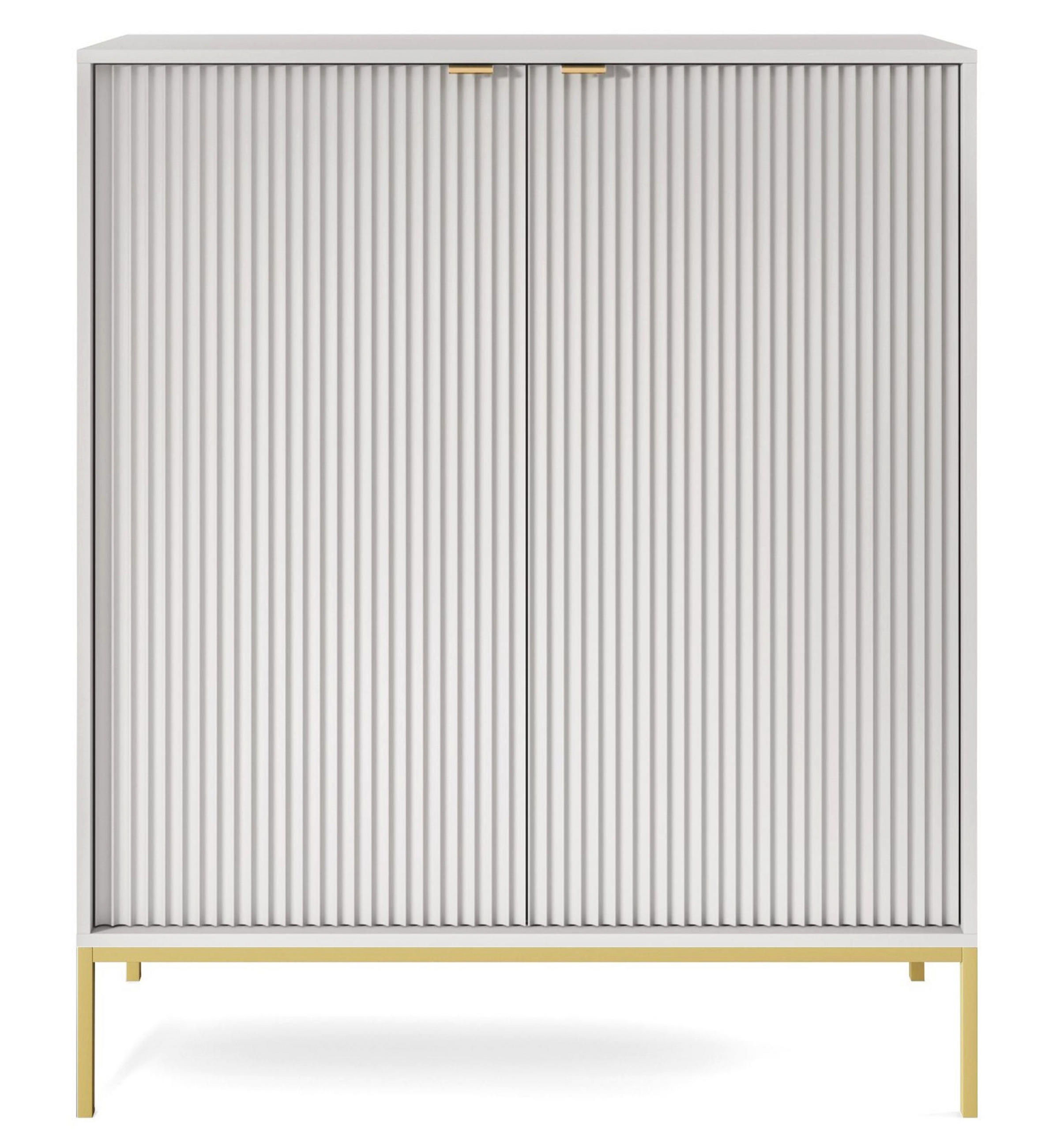 HIGHBOARD Vellore Grau mit goldenen Metallbeinen 104 cm - Goldfarben/Grau, Holzwerkstoff/Metall (104/125/39cm) - Selsey