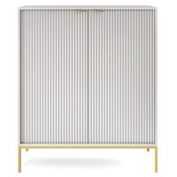 HIGHBOARD Vellore Grau mit goldenen Metallbeinen 104 cm - Goldfarben/Grau, Holzwerkstoff/Metall (104/125/39cm) - Selsey