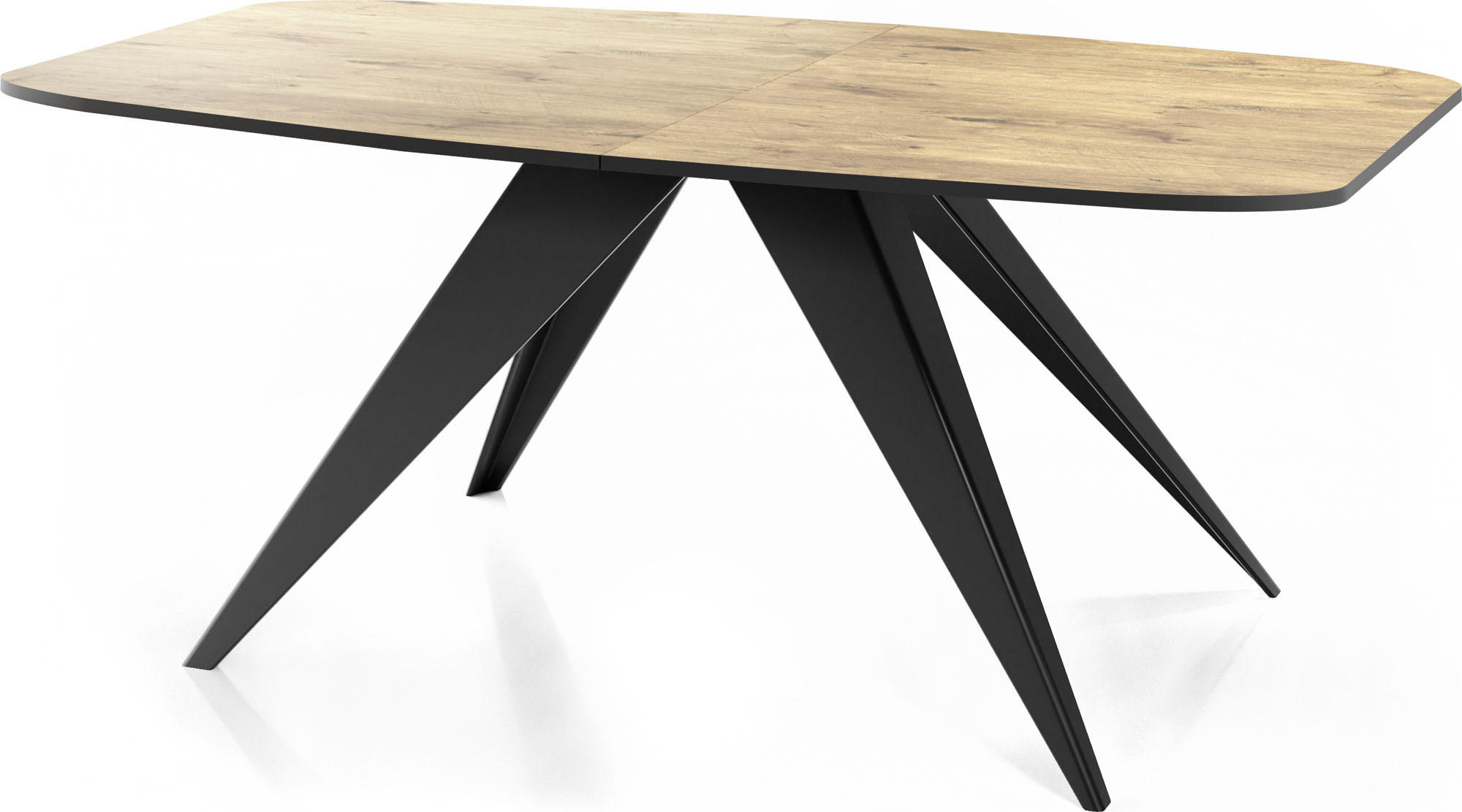 ESSTISCH Foster rechteckig ausziehbar, Lancelot Eiche 160-198/80/76 cm - Eichefarben/Schwarz, Holzwerkstoff/Metall (160/80/76cm) - WFL GROUP