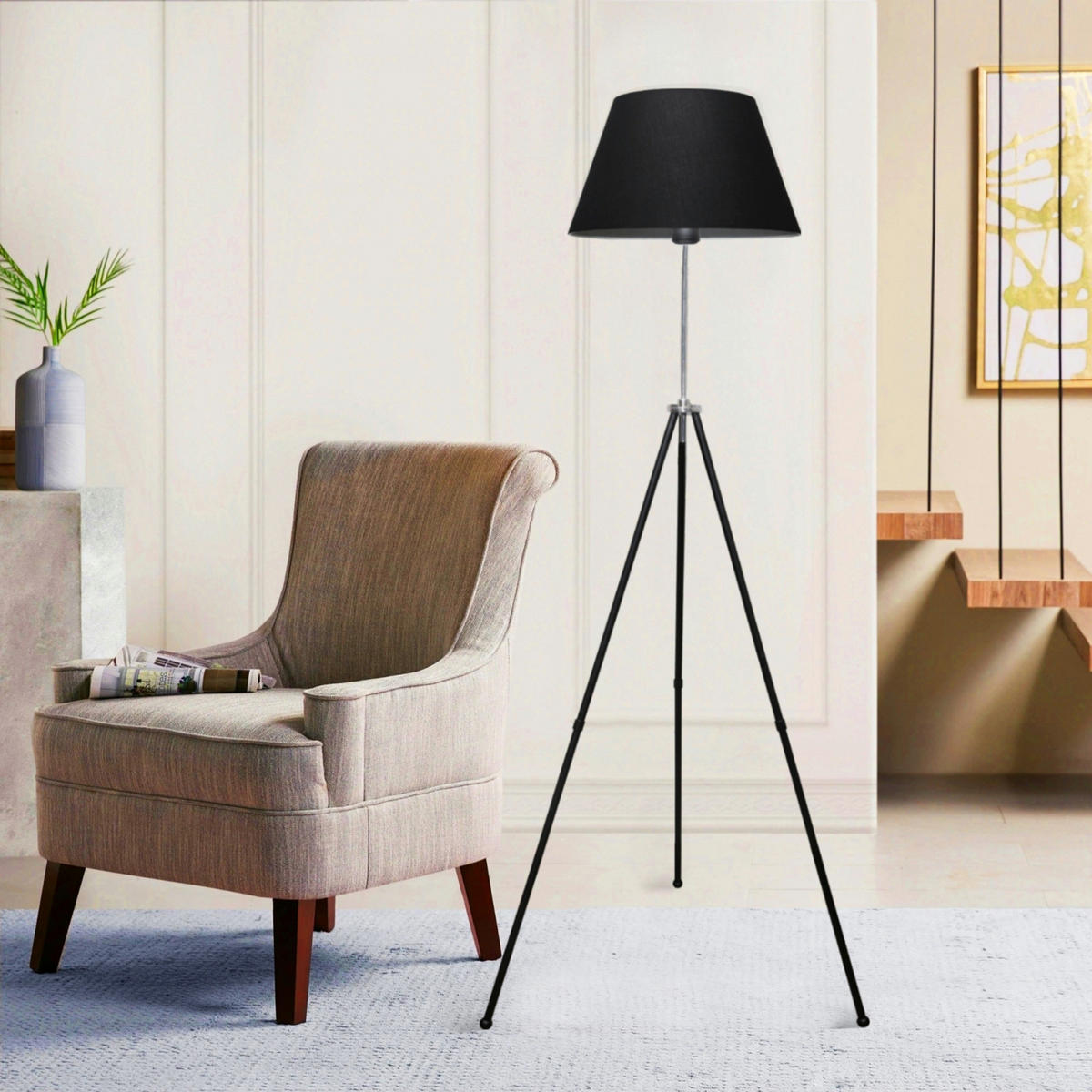 STEHLEUCHTE Livingston - Schwarz, Metall (38/38/150cm) - lux.pro