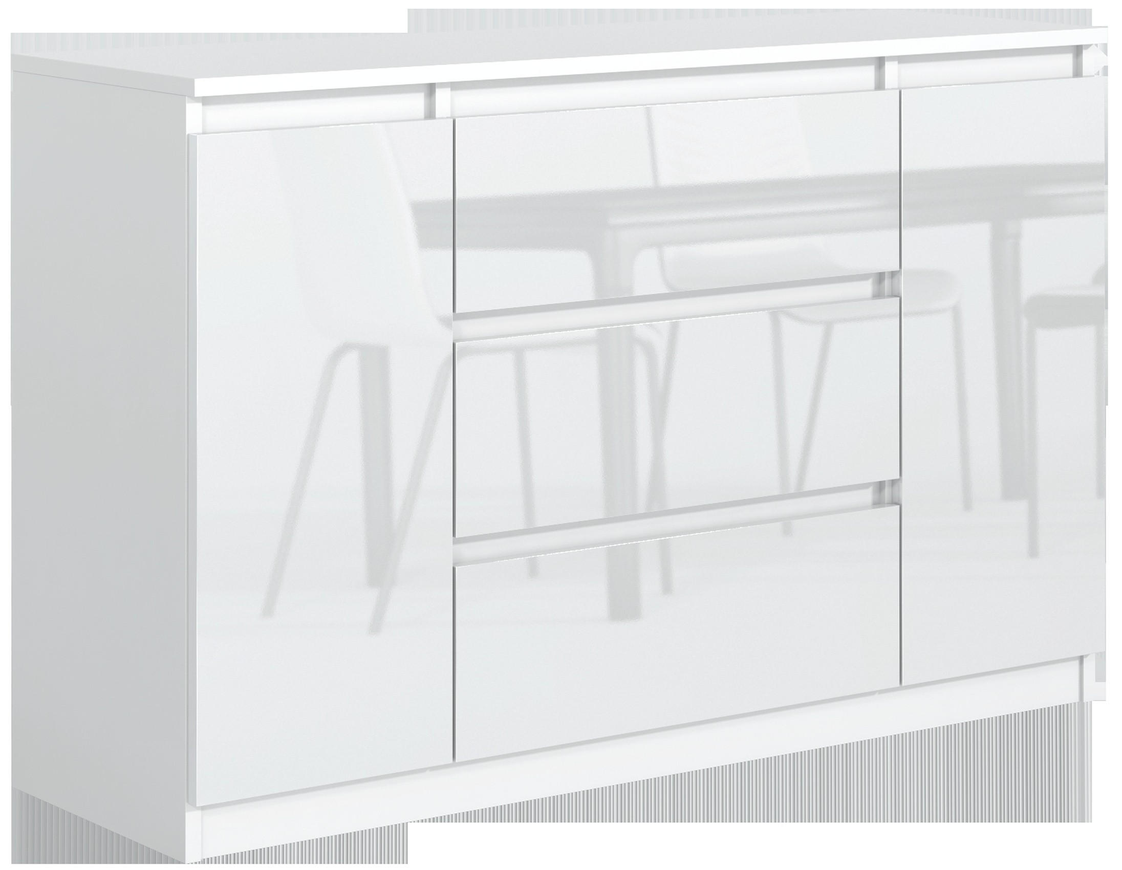 KOMMODE Weiß, Hochglanz 120/79/39 - Weiß Hochglanz/Weiß, Holzwerkstoff (120/79/39cm) - RAUMHIRSCH FURNITURE