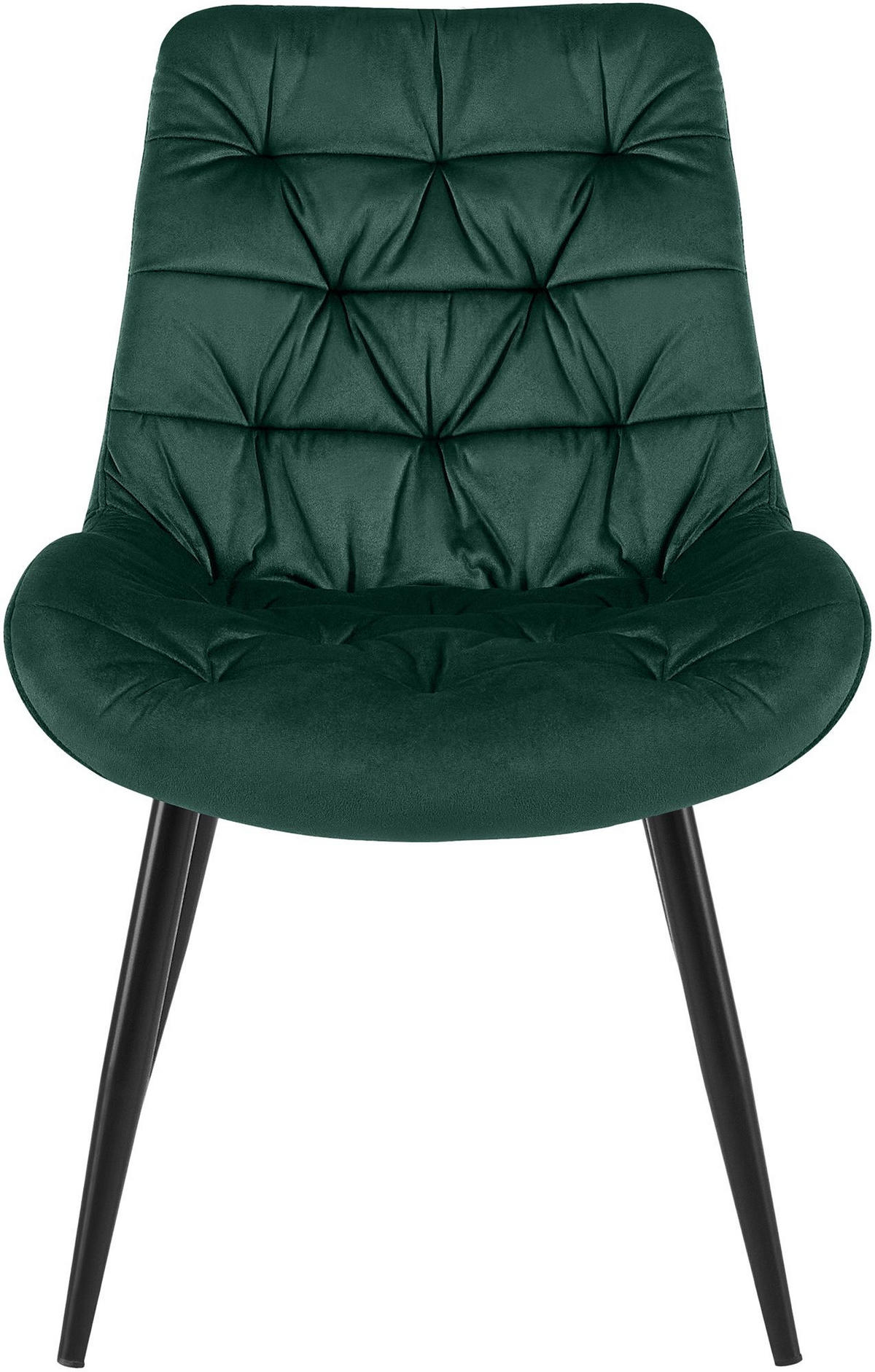 STUHL 2er Set Samt Grün - Schwarz/Grün, Textil/Metall (56/85/63cm) - CLP
