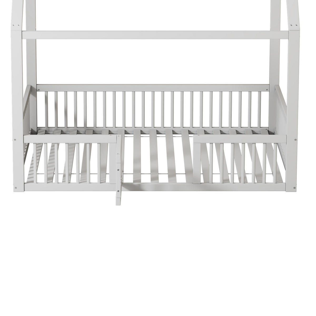 MASSIVHOLZBETT 140x200cm Weiß Doppelbett Hausbett mit Türchen - Weiß, Holz (140/200cm) - FLIEKS