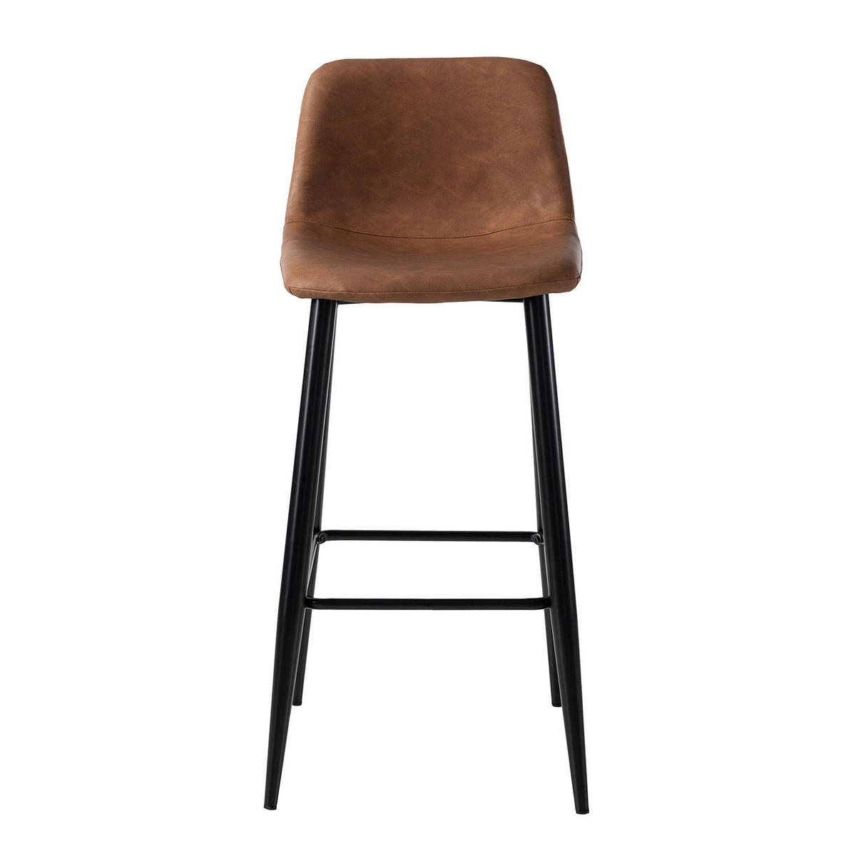 BARSTUHL - Kunstleder / Metall, Braun / Schwarz, 2er-Set - Braun, Kunststoff (44/101/50cm) - home24