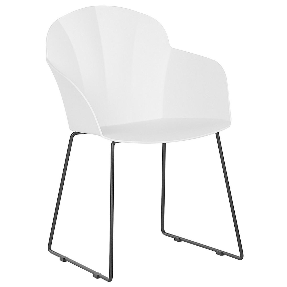 ÉTKEZŐSZÉK 2 darabos Szett Műanyag Fehér Sylva - fehér, műanyag/fém (58/85/54cm) - Beliani