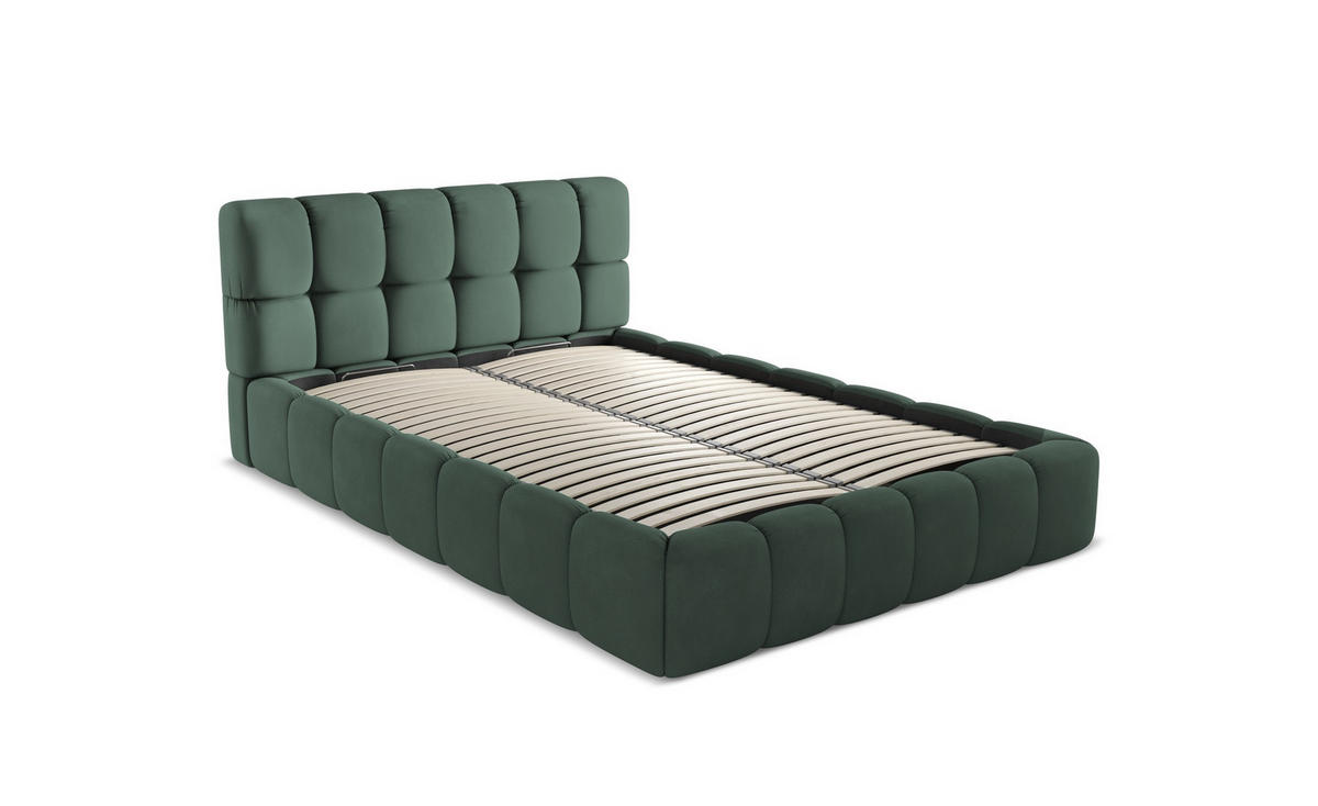 POLSTERBETT mit Bettkasten und Lattenrost 160x228 Grau - Hellgrau/Schwarz, Kunststoff/Textil (140/200cm) - Makamii