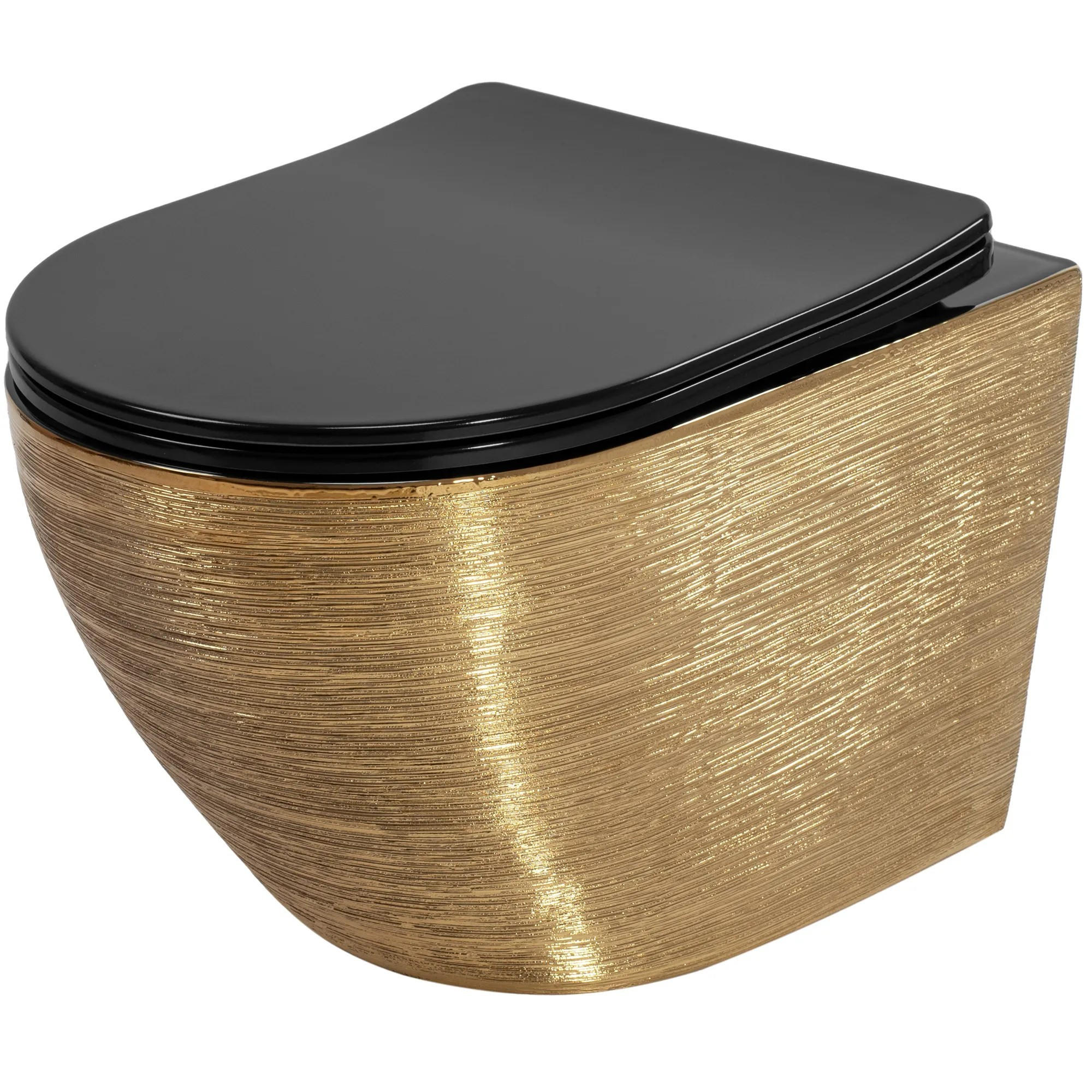 WC Schüssel Randlos Rea Carlo Flat Brush Gold - Goldfarben, Keramik (37/33/49cm) - REA