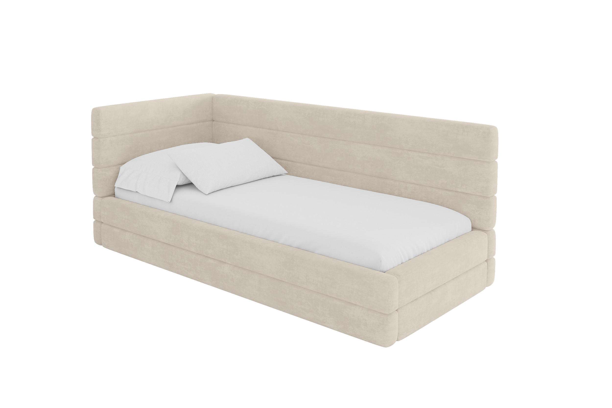 EINZELLBETT Jugendbett mit Bettkasten und Matratze H3/H4, Rechts - BEMY 80x200 Beige - Naturfarben, Holzwerkstoff/Textil (80/200cm) - ALTDECOR
