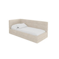 EINZELLBETT Jugendbett mit Bettkasten, Rechts - BEMY 90x200 Beige - Naturfarben, Holzwerkstoff/Textil (90/200cm) - ALTDECOR