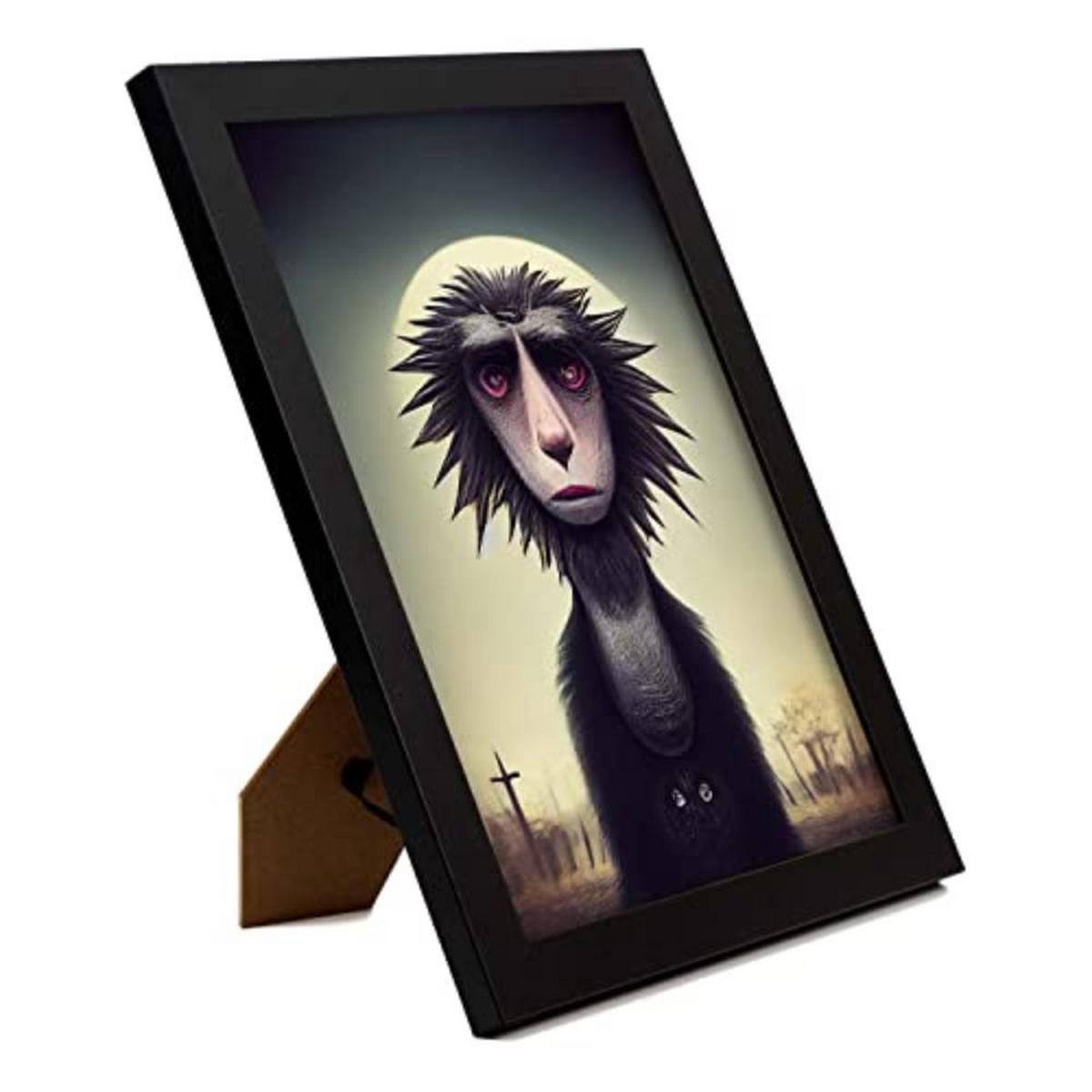 POSTER Set mit 4 Savanne Tier im T Burton Goth Stil A4 Schwarzer Rahmen - Schwarz, Papier (29.7/3cm) - Nacnic