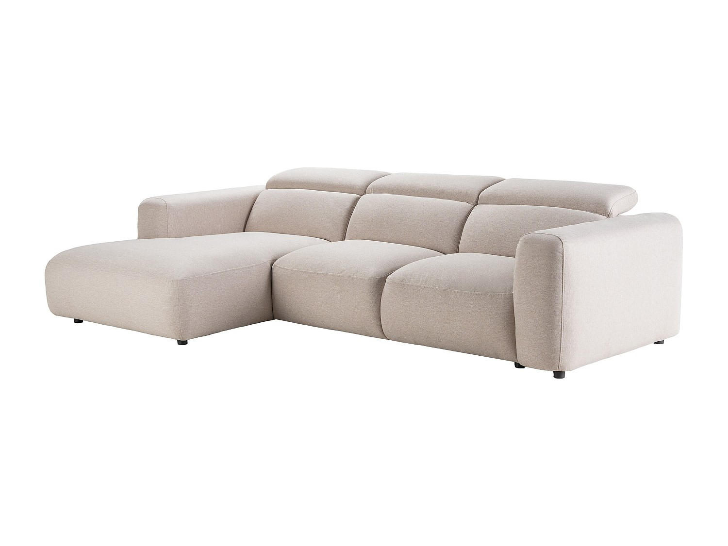 ECKSOFA links – melierter Stoff – Beige – NELORIM - Beige, Textil (279/175cm) - Vente-Unique