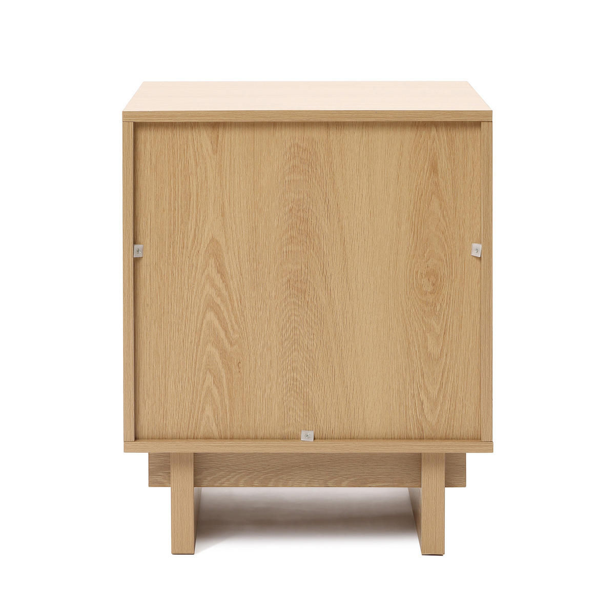 NACHTTISCH modern mit Tür und Stauraum, Eichenoptik mit geometrischer Holzleisten-Front | B40 × T40 × H50 cm - Braun, Holzwerkstoff (40/50/40cm) - Hometopia