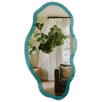 SPIEGEL 90x45 cm asymmetrisch mit Druck - Dunkeltürkis - Transparent, Glas (45/90/0.4cm) - TULUP