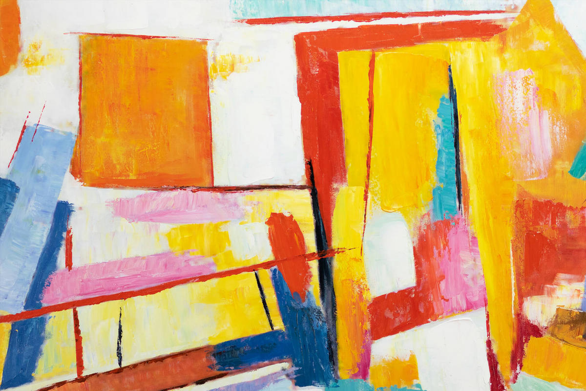 ACRYLBILD HANDGEMALT 120/80 cm - Blau/Gelb, Holz/Textil (120/80cm) - KUNSTLOFT