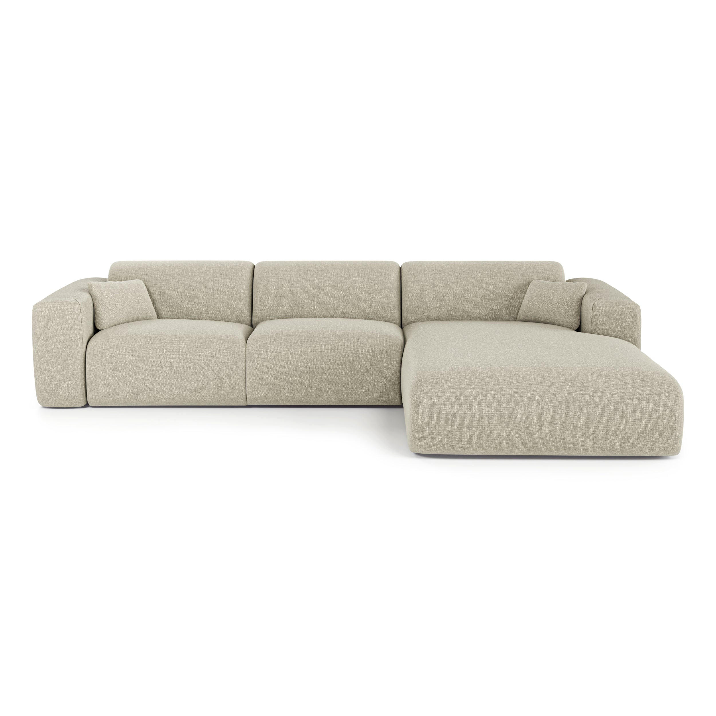 ECKSOFA RECHTS SCHLAFSOFA Rastergewebe Beige 280cm - Beige, Textil (280/165cm) - Sia Home