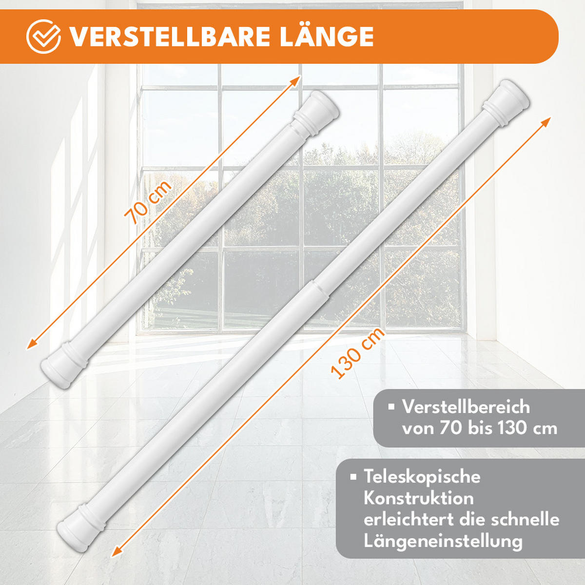 VORHANGSTANGE, Weiß - Weiß, Metall (2/120cm) - KRUMAD