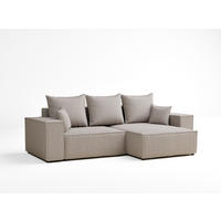 ECKSOFA MIT SCHLAFFUNKTION Moyo Beige Webstoff - Schwarz/Grau, Holz/Holzwerkstoff (255/148cm) - Maison de Reve