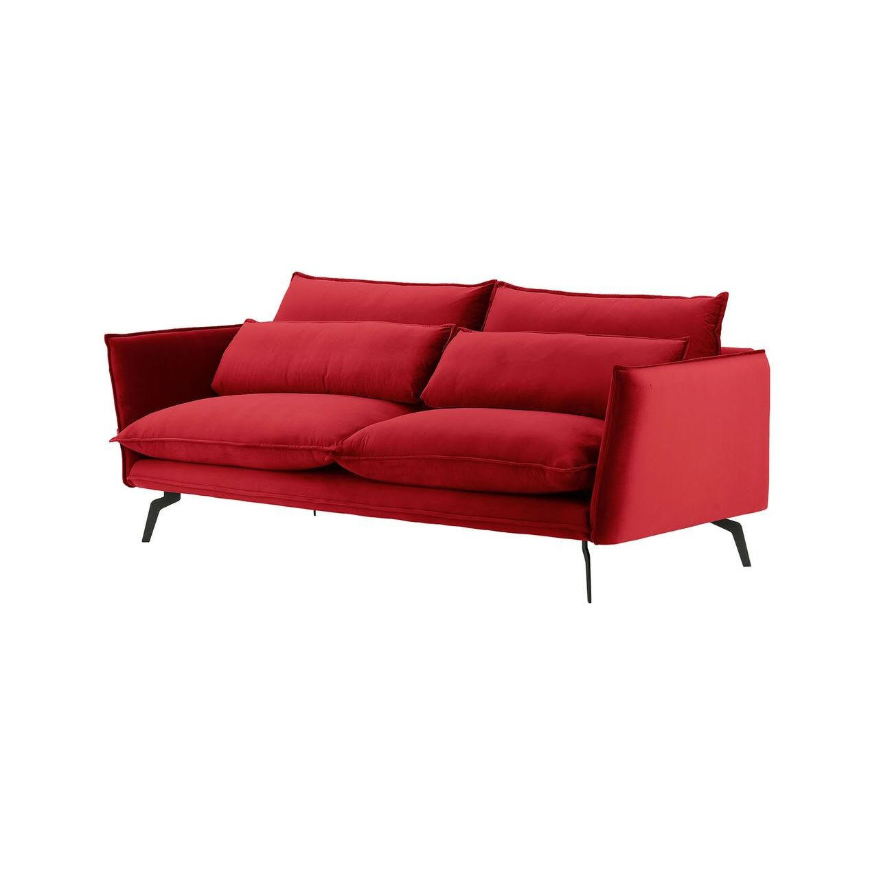 DREISITZER-SOFA Layla-Velluto 7 - Rot, Holz/Textil (237/95/98cm)