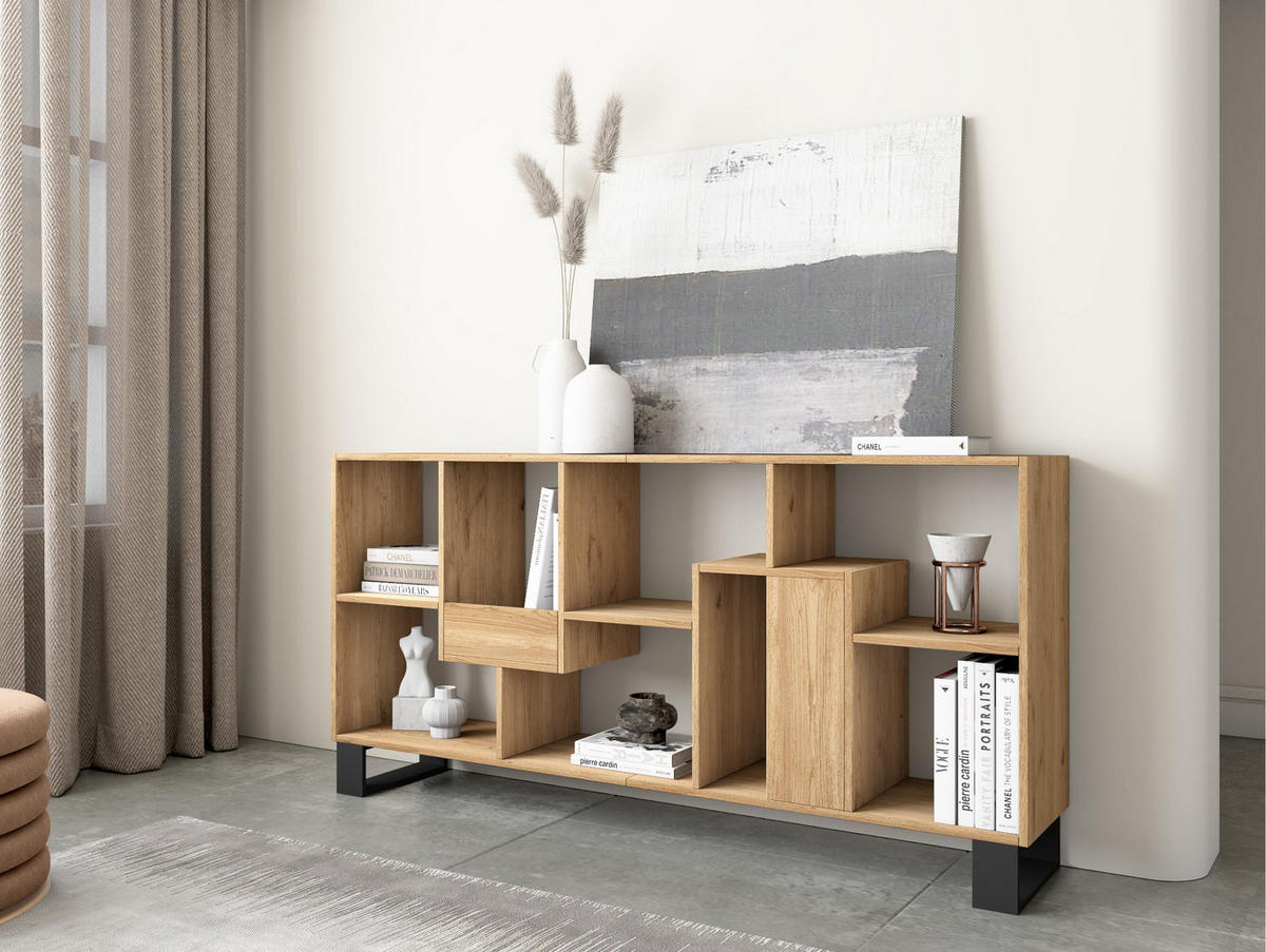 REGAL Bibliothek, Eiche, 67/31/174cm - Eichefarben, Holzwerkstoff (67/174/31cm) - Skraut Home