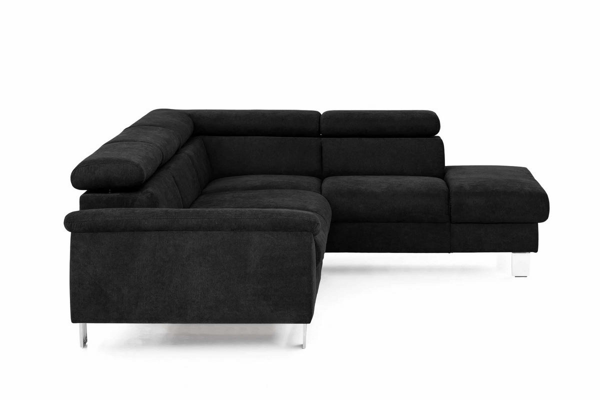 ECKSOFA mit Schlaffunktion und Bettkasten - Chromfarben/Schwarz, Holz/Textil (207/249cm) - Cotta