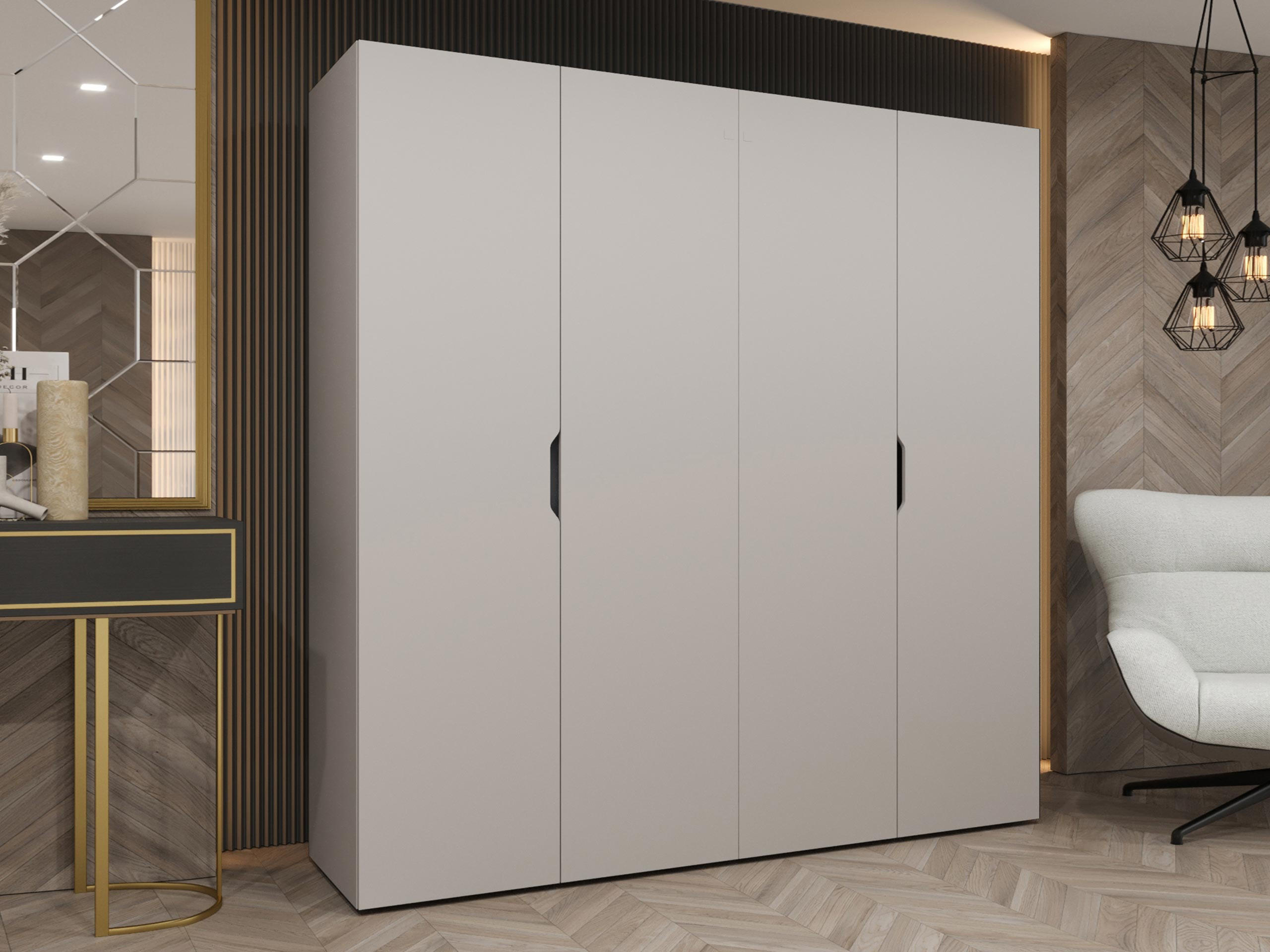 DREHTÜRENSCHRANK Malaga 200 - Kaschmir, Holzwerkstoff (200/202/52cm) - MIRJAN24