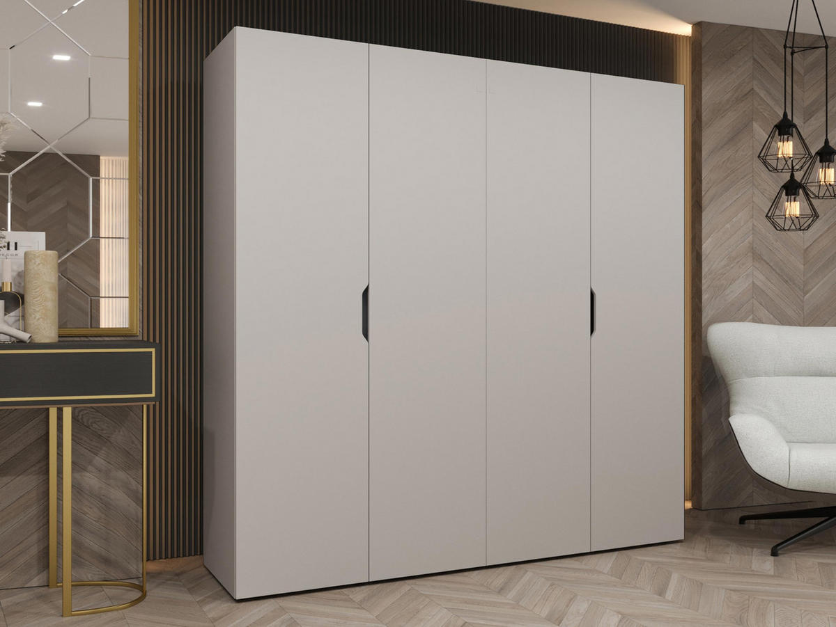 DREHTÜRENSCHRANK Malaga 200 - Kaschmir, Holzwerkstoff (200/202/52cm) - MIRJAN24