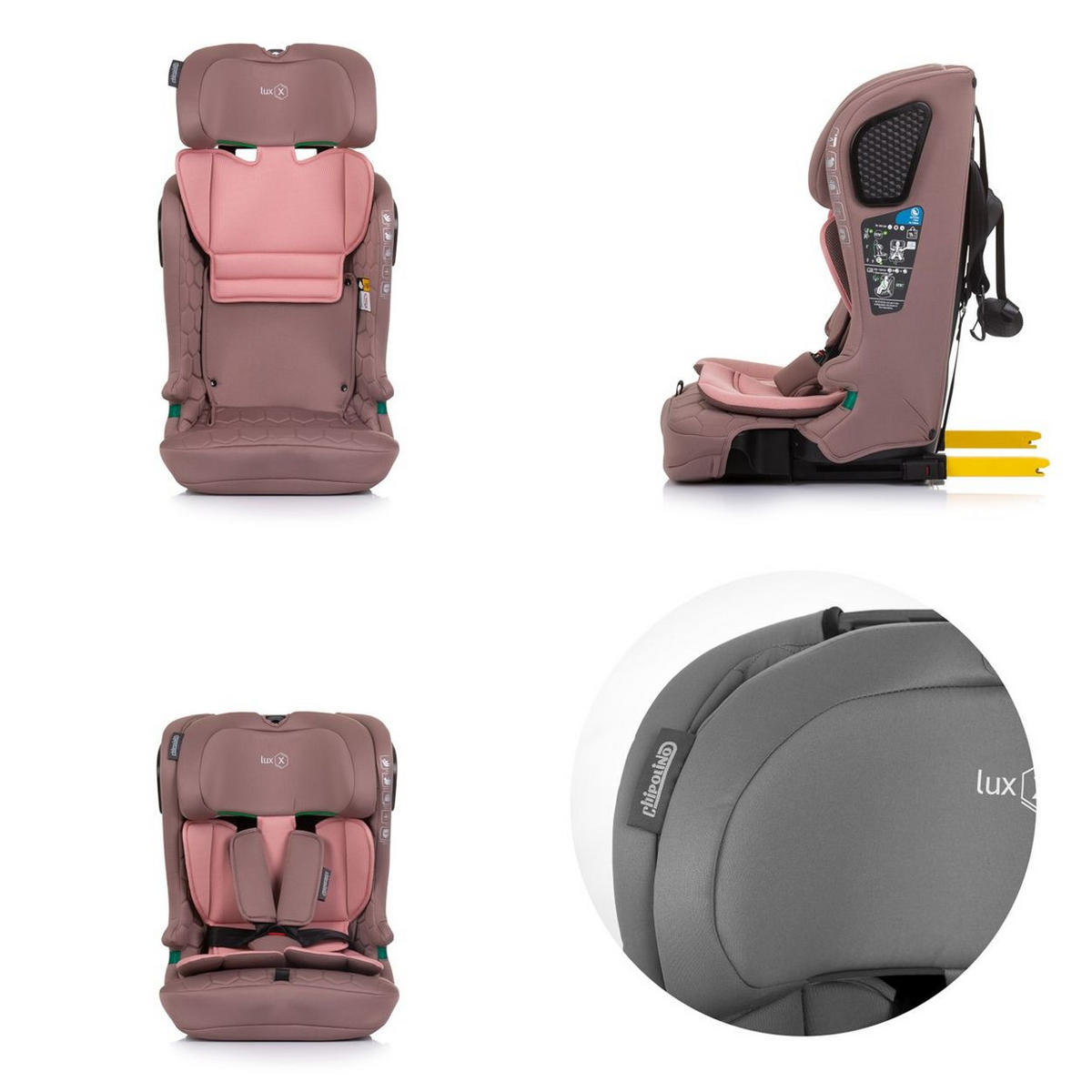 KINDERSITZ i-Size LUX X (76-150cm) rosa Gruppe 1/2/3, Isofix, Top Tether - Rosa, Kunststoff (42/60/42cm) - Chipolino
