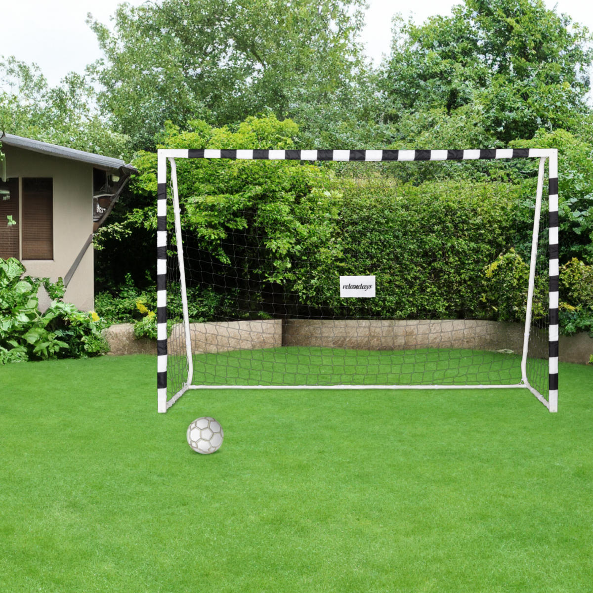FUSSBALLTOR - Weiß, Kunststoff/Textil (300/90cm) - Relaxdays