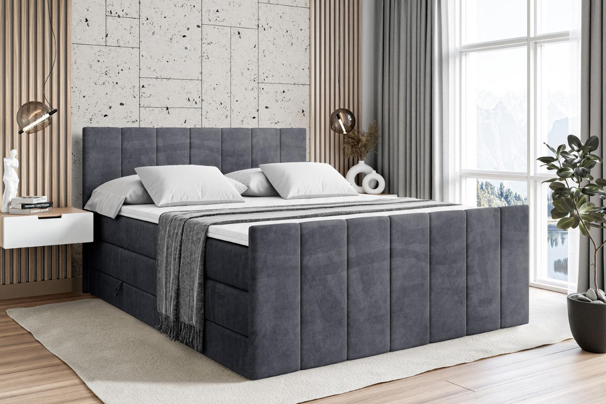 BOXSPRINGBETT MOETI-Z KING - 200x200 - H3/H4 - Dunkelgrau - Dunkelgrau, Holzwerkstoff (200/200cm) - ALTDECOR