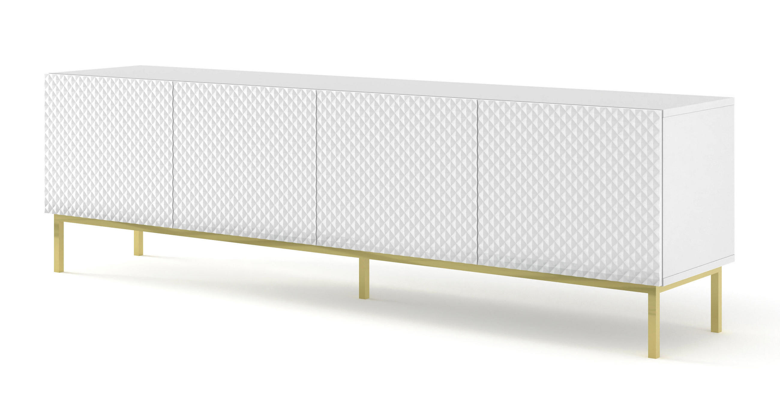 Furnlux Tv-Lowboard Weiß, Gold 200x58x42 cm