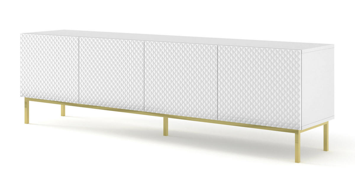 TV-LOWBOARD WEIß - Goldfarben/Weiß, Holzwerkstoff (200/58/42cm) - FURNLUX