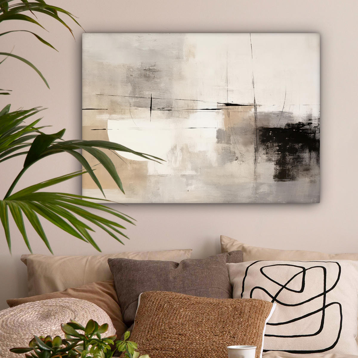 LEINWANDBILD Abstrakt - Kunst - Grau Wandbilder 80x60 cm - Hellgrau, Textil (80/60cm) - MuchoWow