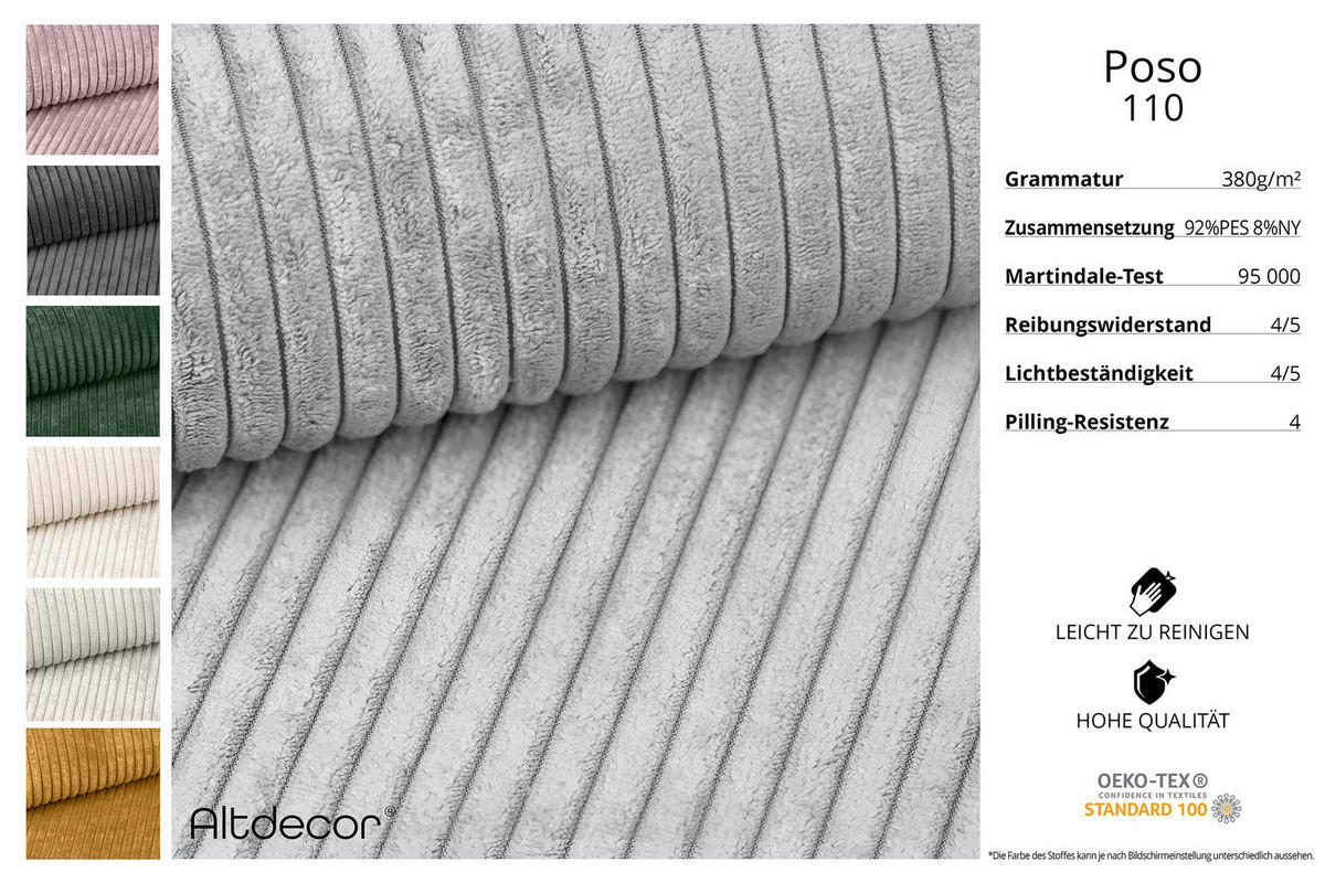 ECKSOFA mit Schlaffunktion und Bettkasten LIRA-L - 264x172x89 Grau - Grau, Holzwerkstoff/Textil (172/264cm) - ALTDECOR