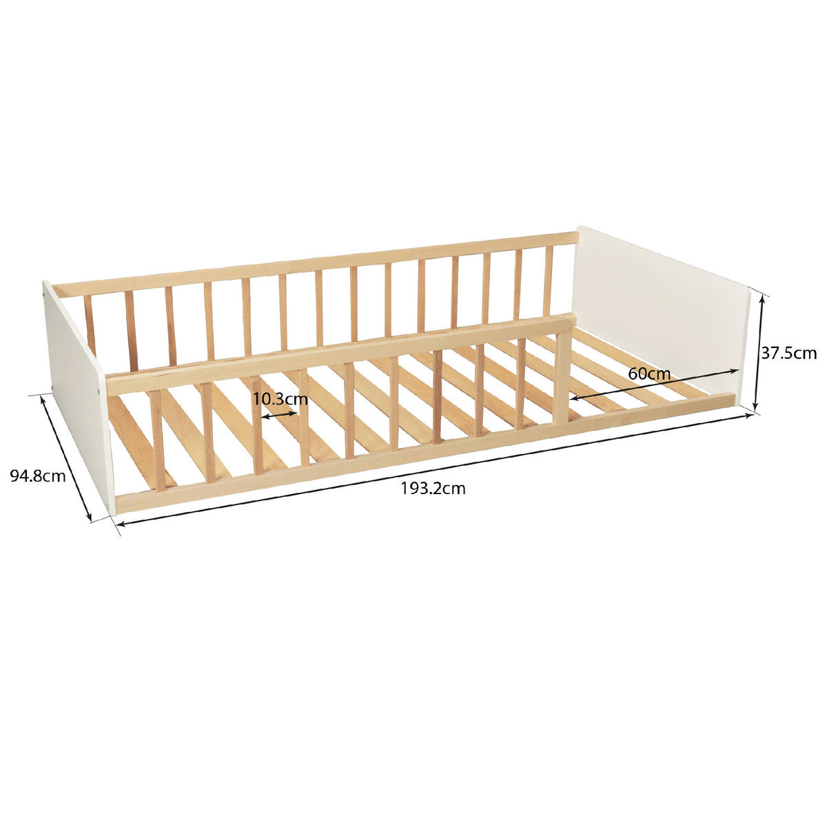 KINDERBETT PILOU mit Lattenrost / Kinderbett 90x190 - Weiß und helles Holz - Weiß, Holz (90/190cm) - Weber Industries