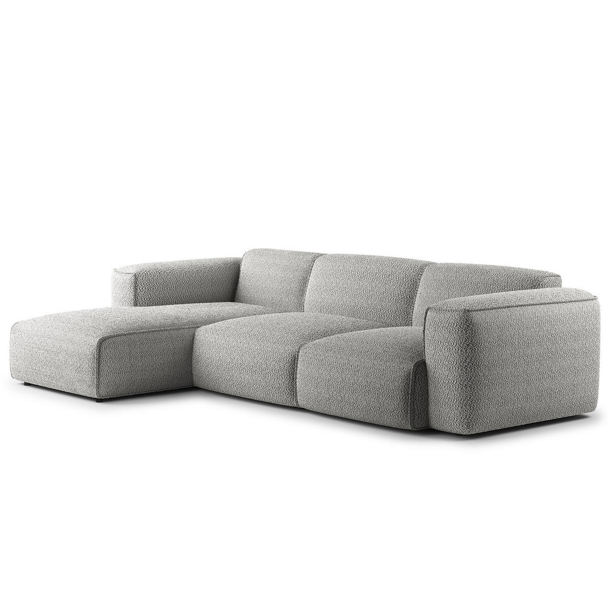 3-SITZER ECKSOFA mit Longchair - Schwarz/Grau, Kunststoff/Textil (284/173cm) - home24