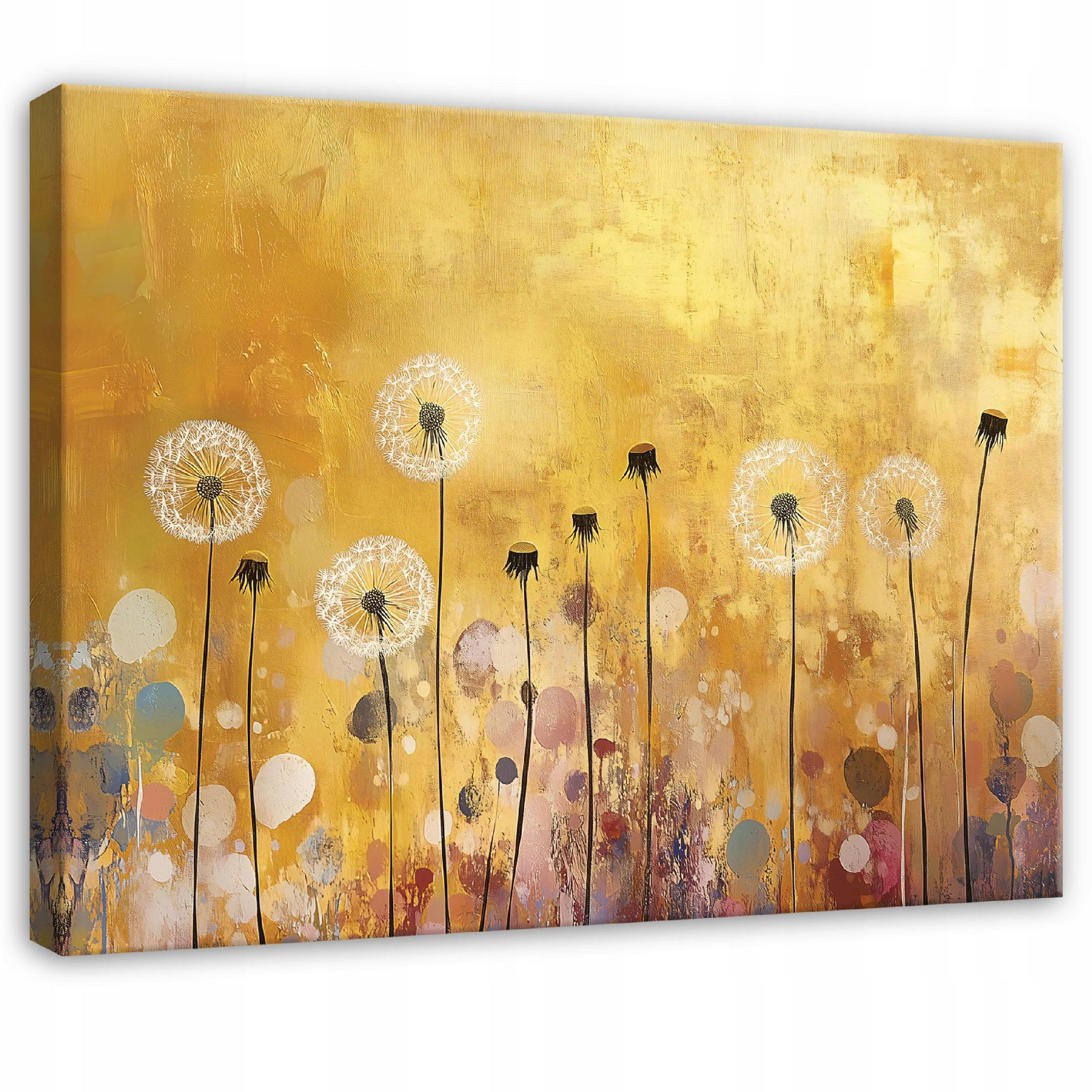 LEINWANDBILD Abstrakt Blumen Wiese Gold Modern Wohnzimmer 100x70 - Multicolor, Holzwerkstoff (100/70cm) - Wallarena