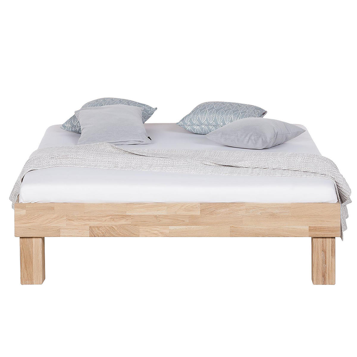 MASSIVHOLZBETT - Massivholz - Eiche - Eiche Bianco, Holz (120/200cm) - home24