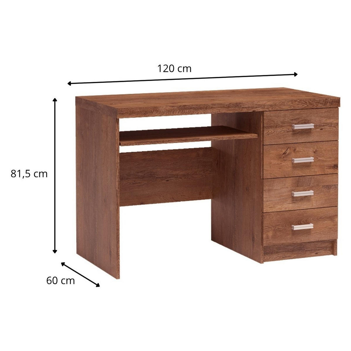 SCHREIBTISCH Indianapolis I-16 120 x 60 x 81,5 cm Esche hell - Braun, Holzwerkstoff/Metall (60/120/81.5cm) - Koseto