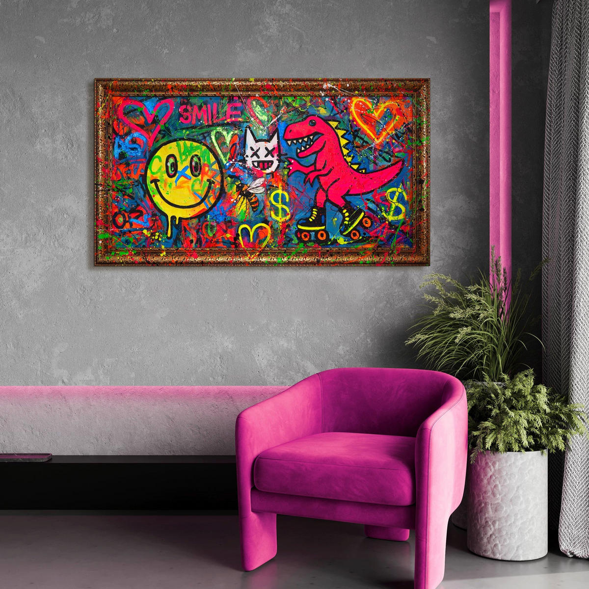 GEMÄLDE Spaß Schattenfugenrahmen Gold 160x80 cm - Goldfarben, Holz (160/80cm) - YS-art gallery