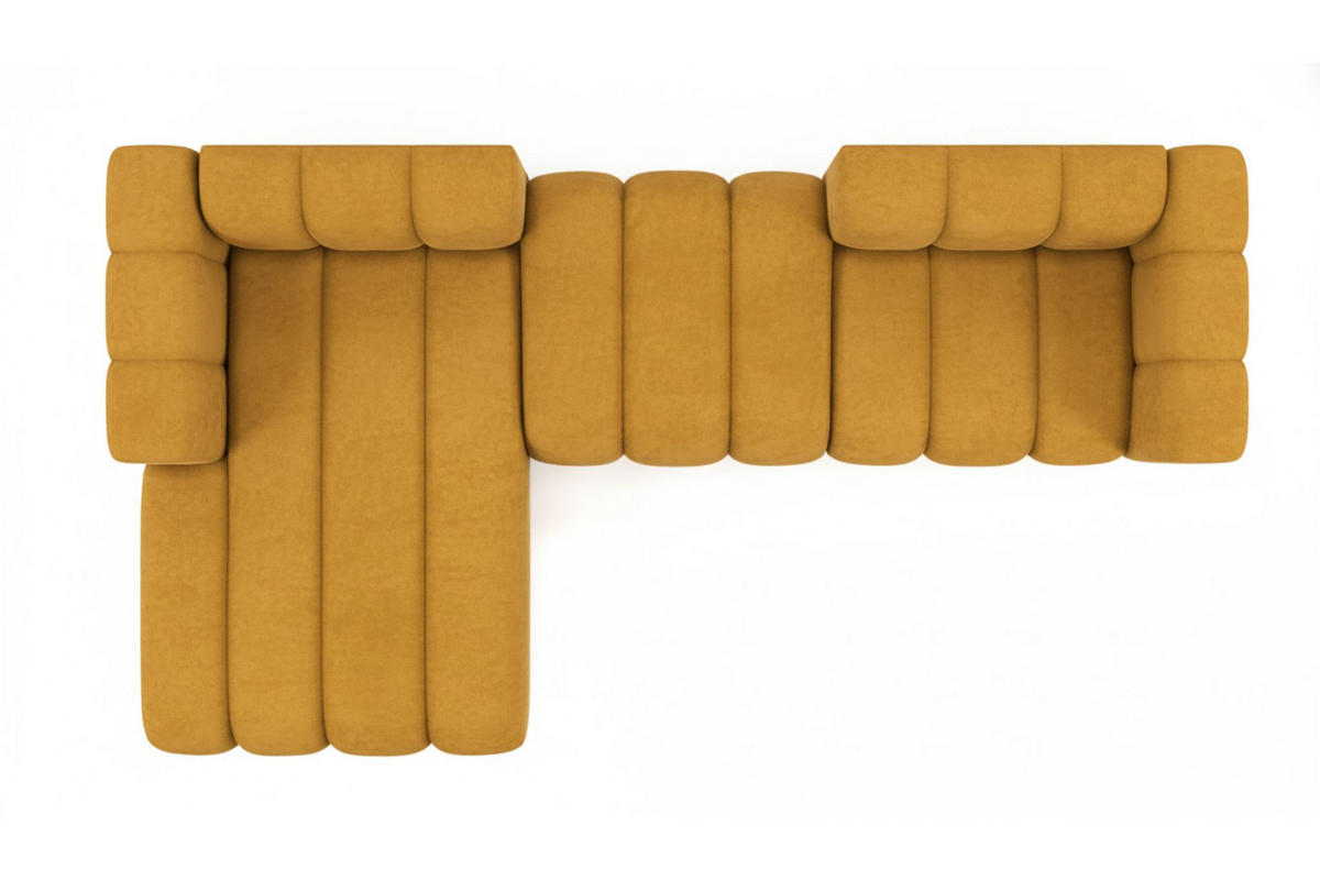 ECKSOFA L-Form Grand L 319 cm, Veloursstoff Salvador, Gelb, Links - Gelb, Holz (319/179cm) - Kaiser Möbel