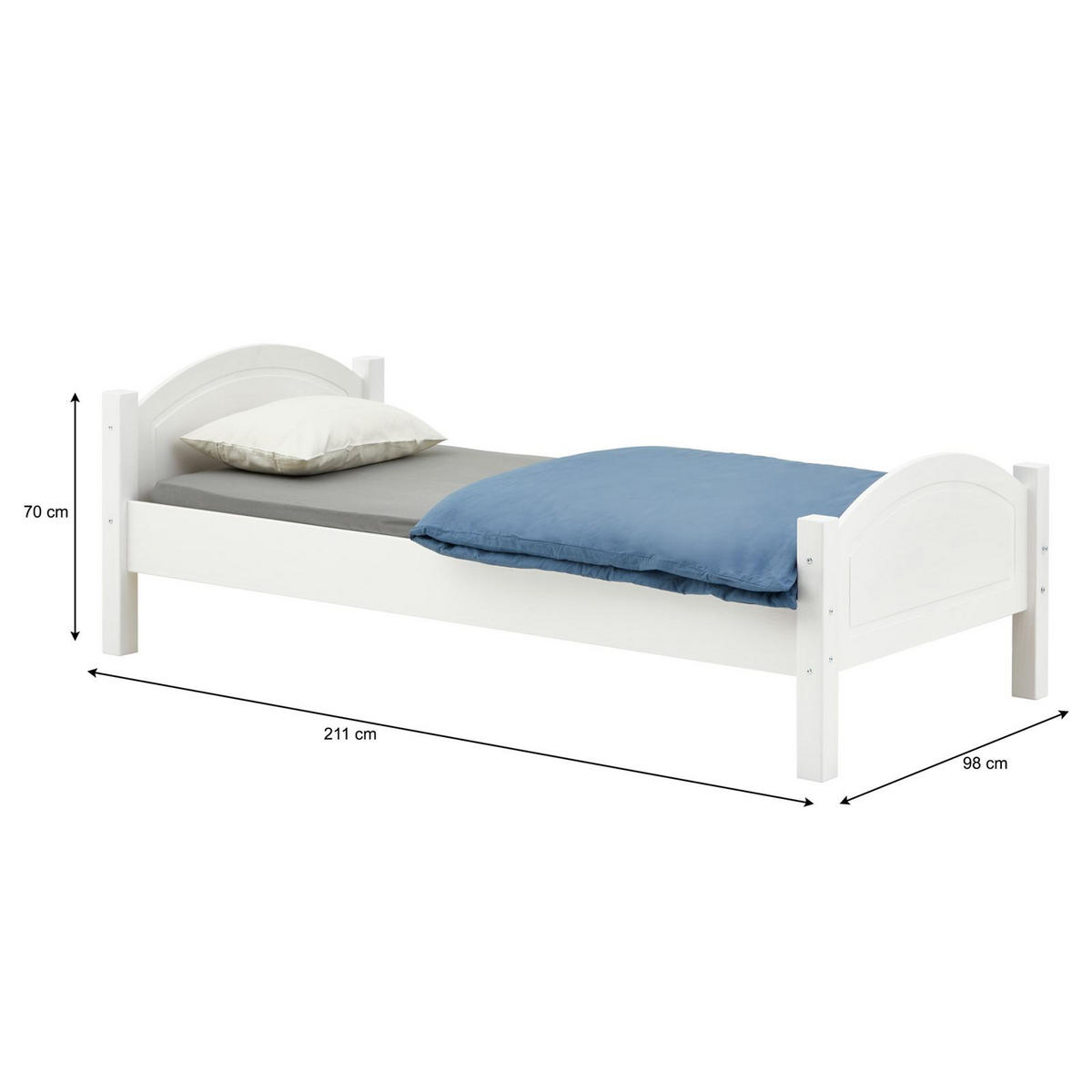 MASSIVHOLZBETT FLIMS 90x200 cm weiß - Weiß, Holz (90/200cm) - IDIMEX