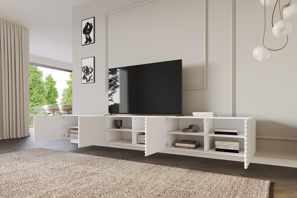 LOWBOARD ZENO-W 3x100x40x41 cm - Weiß - Weiß, Holzwerkstoff (300/40/41cm) - ALTDECOR