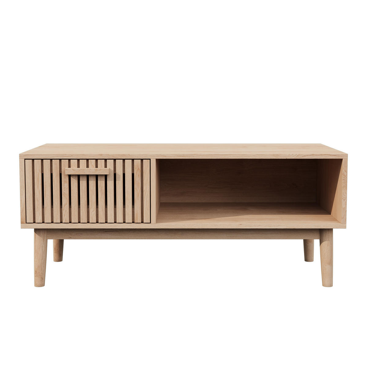 COUCHTISCH 100x50 cm mit Schublade & Ablage, Modern - Naturfarben, Metall (50/100/43cm) - EuroLiving