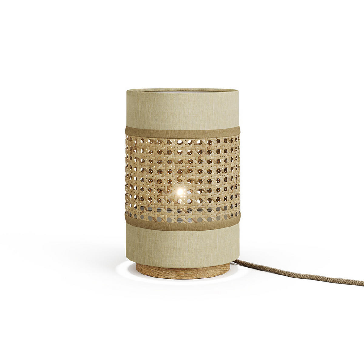 TISCHLAMPE Morten Rattan/Creme 17.5 x 26.5 cm - Creme/Braun, Holz (17.5/17.5/26.5cm) - Vicco