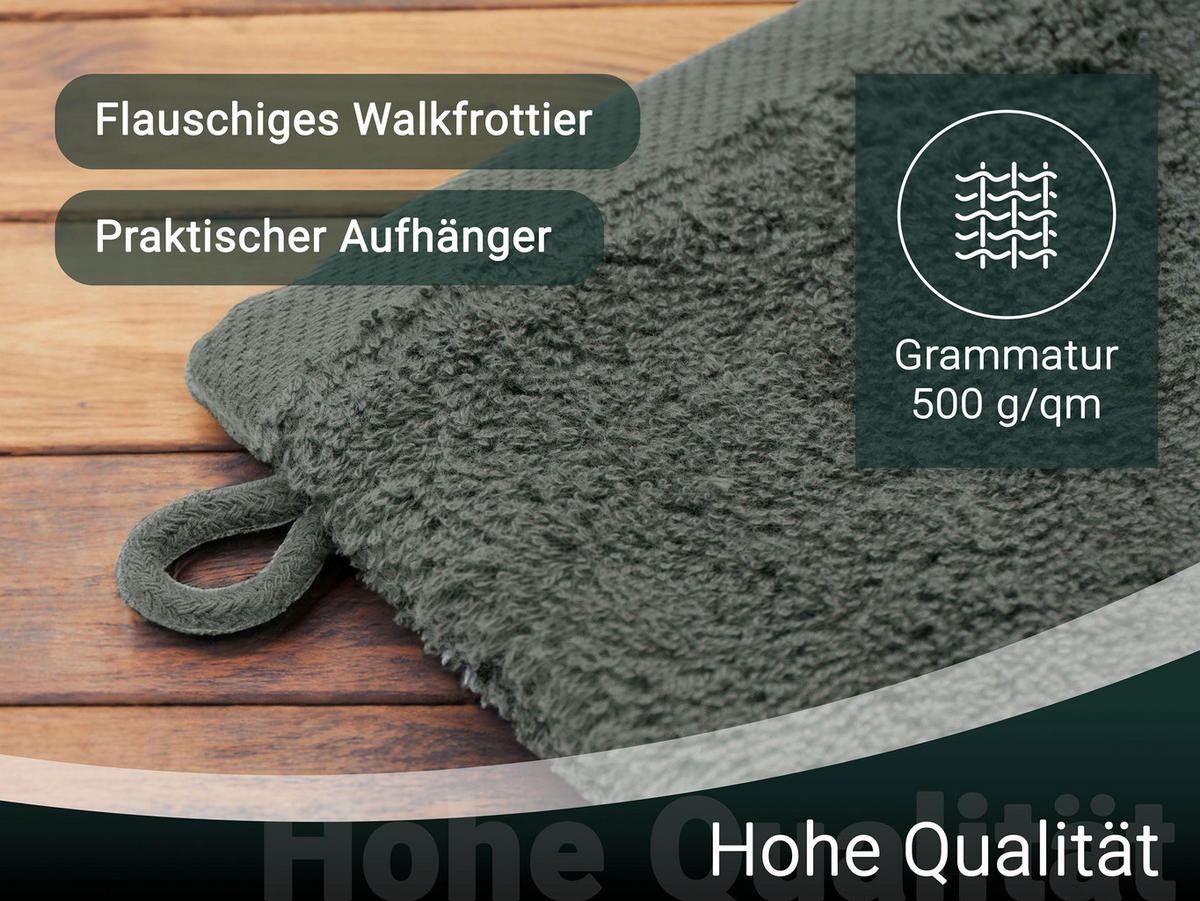 WASCHHANDSCHUH, 10er-Set, 17x21 cm, 100% Baumwolle, Grau - Anthrazit, Textil (17/21cm) - Zollner