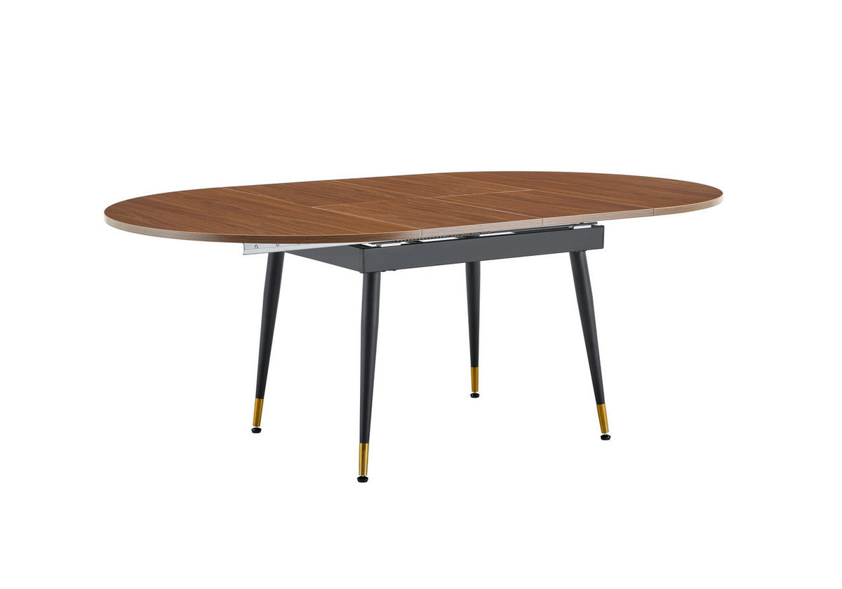 AUSZIEHTISCH Walnussoptik Schwarz 160-200/120/74 cm - Schwarz, Holz (120/200/73.66cm) - PANGIVO