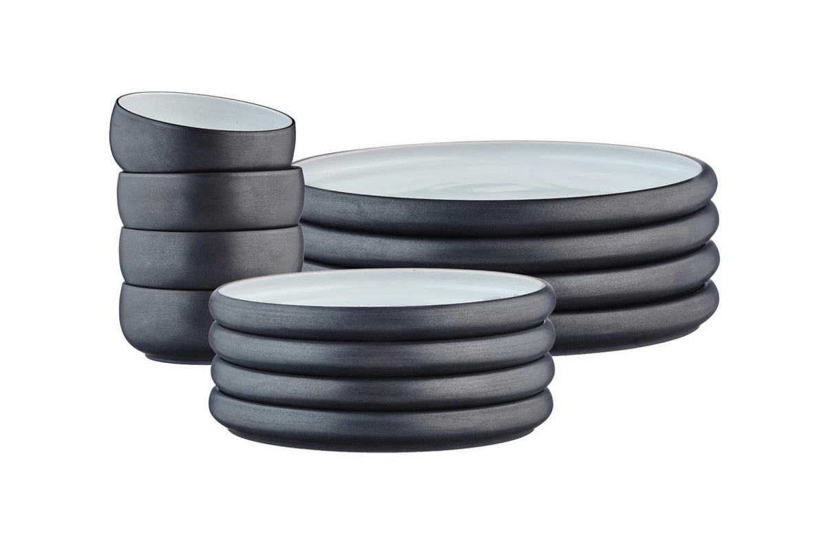 SERVICE Die Essentials Gourmet - 12er-Set - Onyx - Schwarz, Keramik (1/1/1cm) - Björn